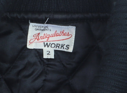 Universal Garments Men Black Wool Bomber Jacket M Mid-Length
