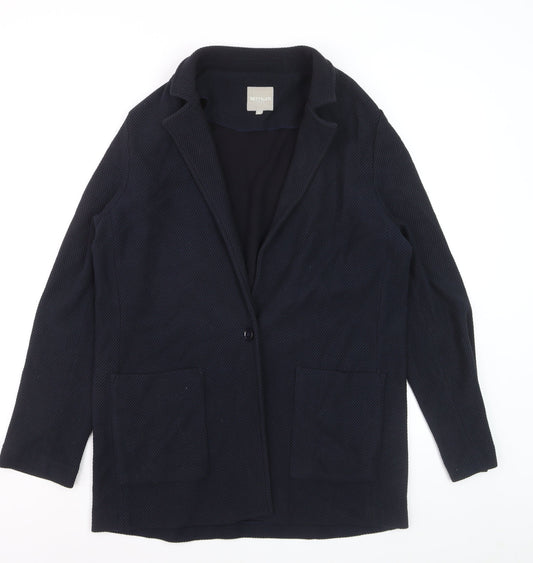 Betty & Co Women's Blue Cotton Blend Mid-Length Blazer M