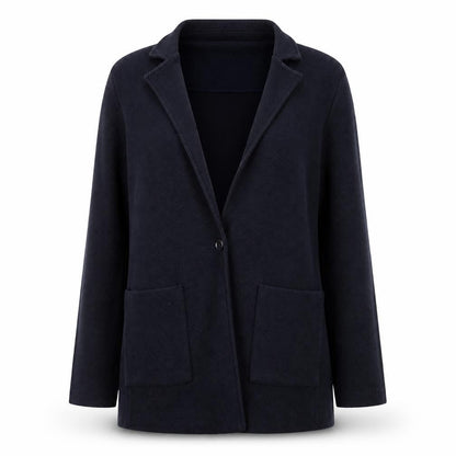 Betty & Co Women's Blue Cotton Blend Mid-Length Blazer M