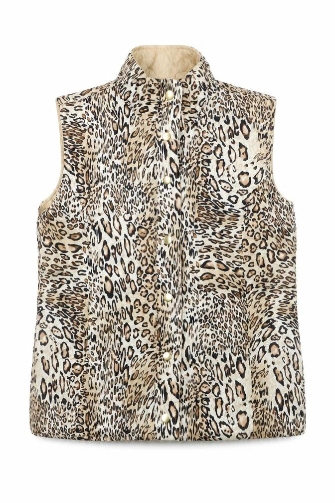 Casual Identity Women's Brown Leopard Print Padded Waistcoat M