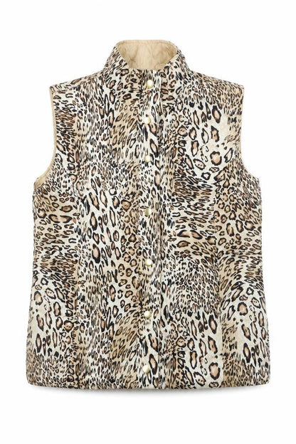 Casual Identity Women's Brown Leopard Print Padded Waistcoat M