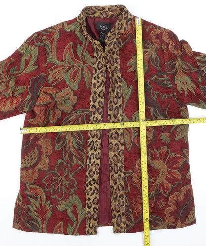 MDL New York Women Red Floral Brocade Jacket Size S Classic Fit