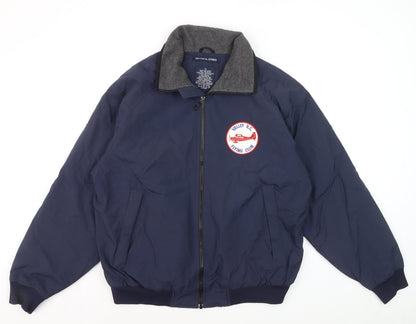 Devon & Jones Men's Blue Bomber Jacket M Nylon Lined Casual Outerwear
