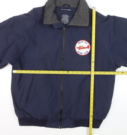 Devon & Jones Men's Blue Bomber Jacket M Nylon Lined Casual Outerwear