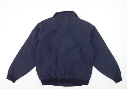 Devon & Jones Men's Blue Bomber Jacket M Nylon Lined Casual Outerwear