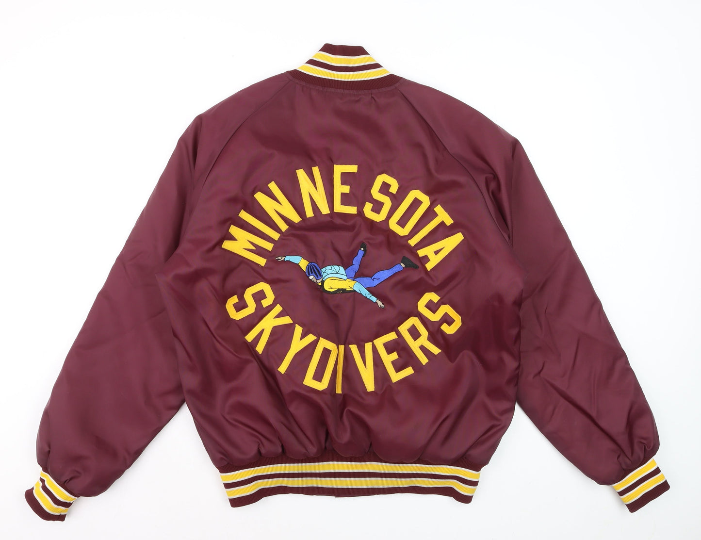 Butwin Women Burgundy Varsity Jacket M Embroidered Minnesota Skydivers