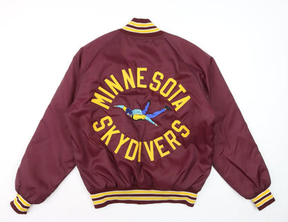 Butwin Women Burgundy Varsity Jacket M Embroidered Minnesota Skydivers