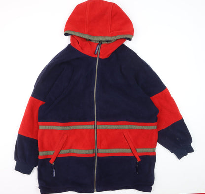 Denver Hayes Men’s Blue Red Full Zip Fleece Hoodie Size L