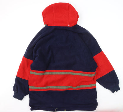 Denver Hayes Men’s Blue Red Full Zip Fleece Hoodie Size L