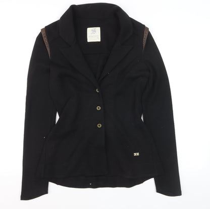 Scaline London Women's Black Wool Blend Tailored Three-Button Blazer M