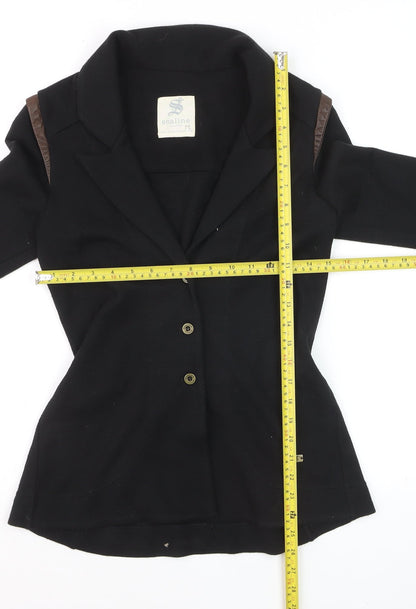Scaline London Women's Black Wool Blend Tailored Three-Button Blazer M