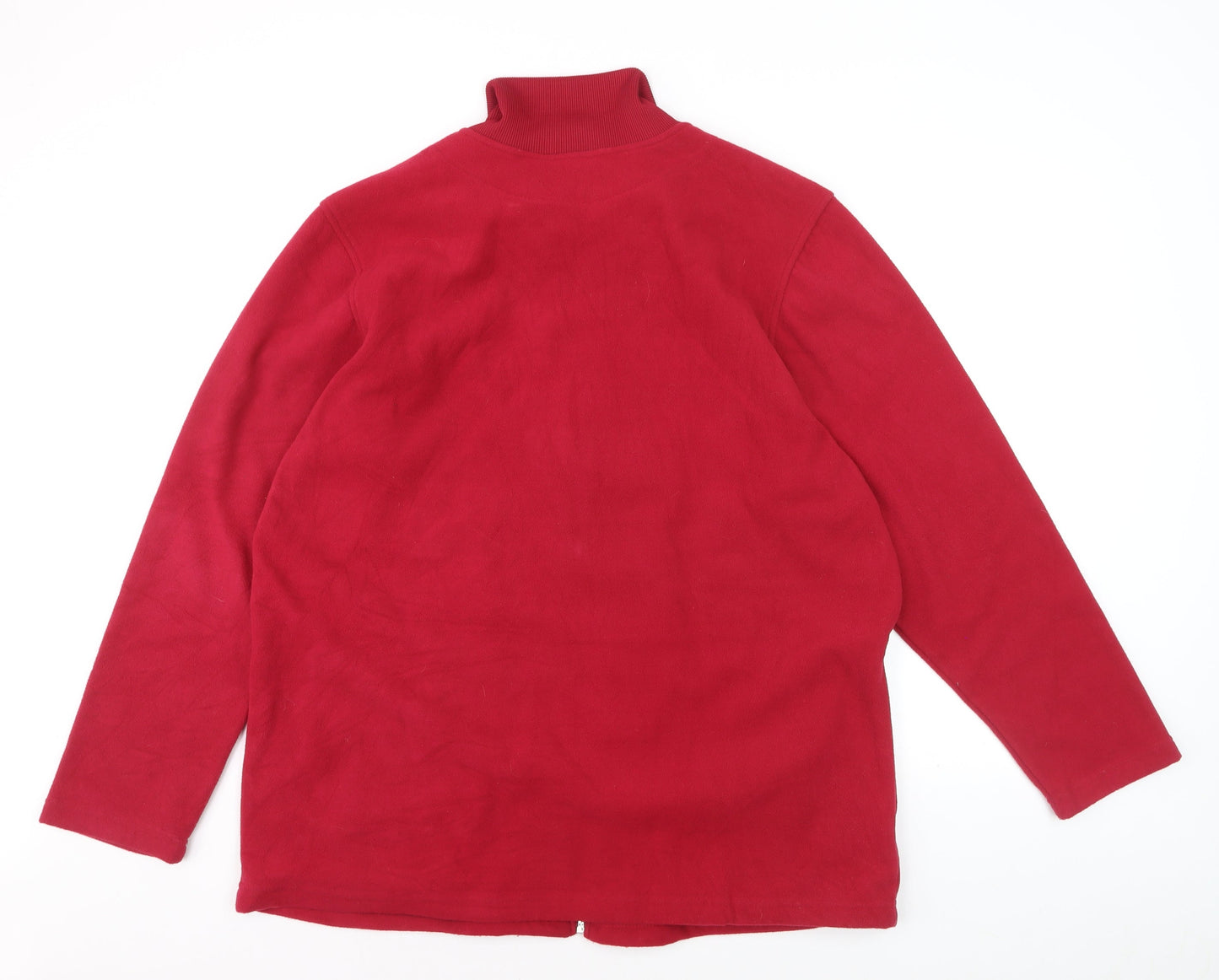 Blair Women's Red Embroidered Fleece Zip Jacket Size L