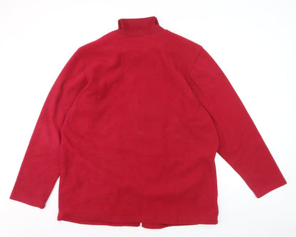 Blair Women's Red Embroidered Fleece Zip Jacket Size L