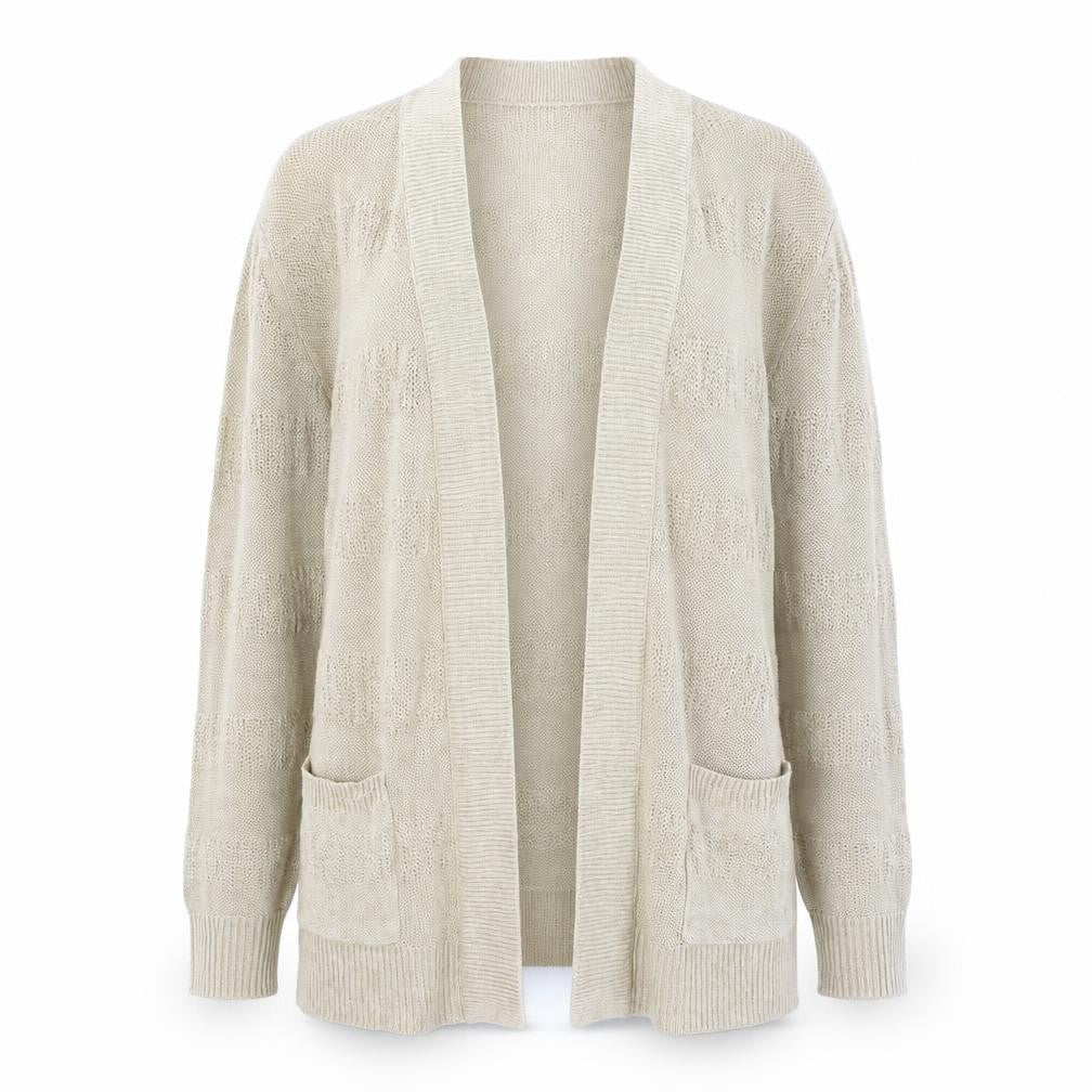 Talbots Women's Beige Open Knit Long Sleeve Cardigan M