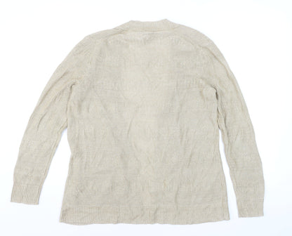 Talbots Women's Beige Open Knit Long Sleeve Cardigan M