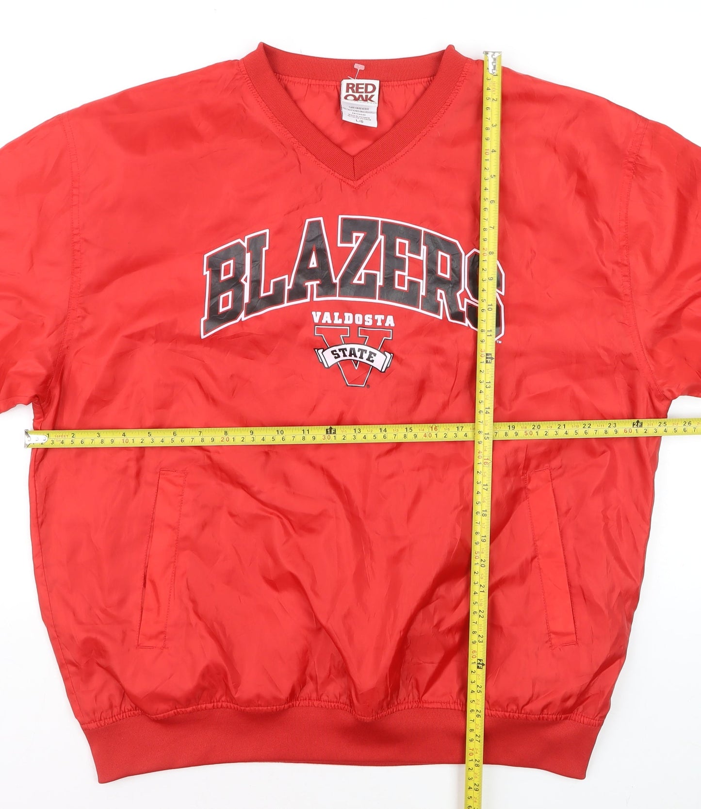 Red Oak Mens Red V-Neck Pullover Sweatshirt L College Sports Style