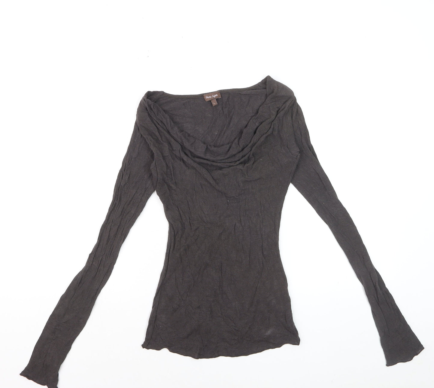 Phase Eight Women's Black Cowl Neck Long Sleeve Slim Fit Top Size L