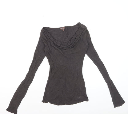 Phase Eight Women's Black Cowl Neck Long Sleeve Slim Fit Top Size L