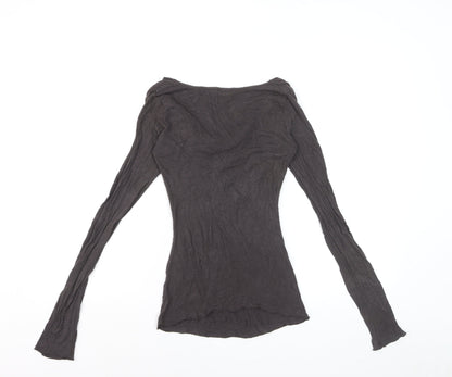 Phase Eight Women's Black Cowl Neck Long Sleeve Slim Fit Top Size L
