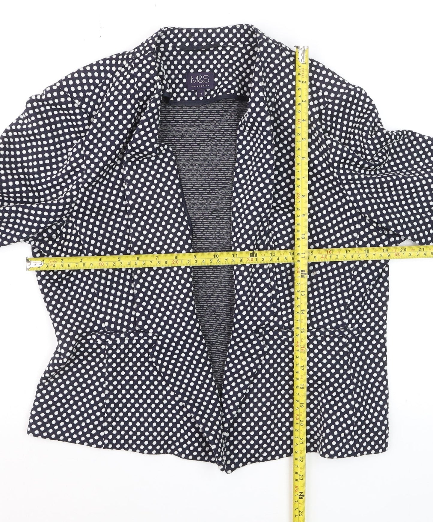 Marks and Spencer Womens Blue Polka Dot Blazer Size 18 Regular Fit
