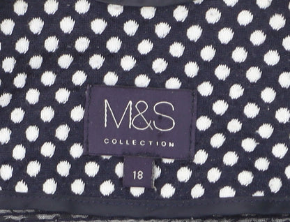 Marks and Spencer Womens Blue Polka Dot Blazer Size 18 Regular Fit