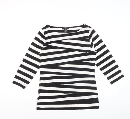Verve Ami Women's Black & White Striped Boat Neck 3/4 Sleeve Top Size M