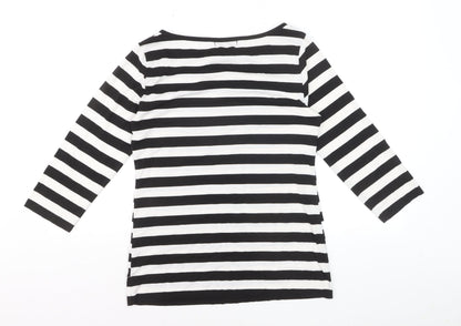Verve Ami Women's Black & White Striped Boat Neck 3/4 Sleeve Top Size M
