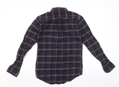Farah Men's Purple Check Slim Fit Long Sleeve Cotton Shirt Size S
