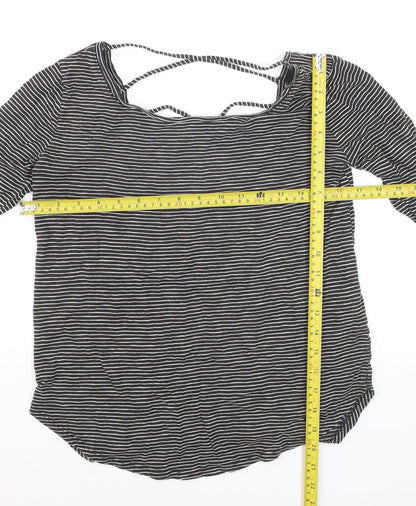 Hollister Womens Black Striped Long Sleeve Jersey Top XS