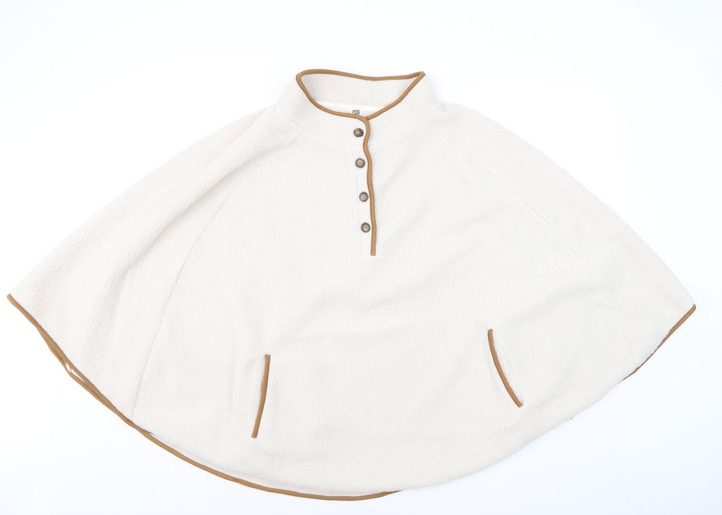 La Redoute Women’s Ivory Fleece Cape M Lined Button Detail