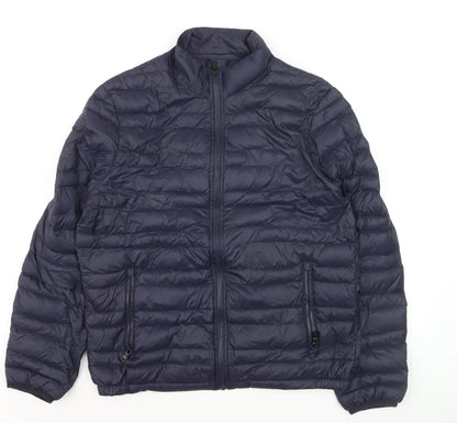 Marks and Spencer Men's Blue Puffer Jacket M Lightweight Full Zip