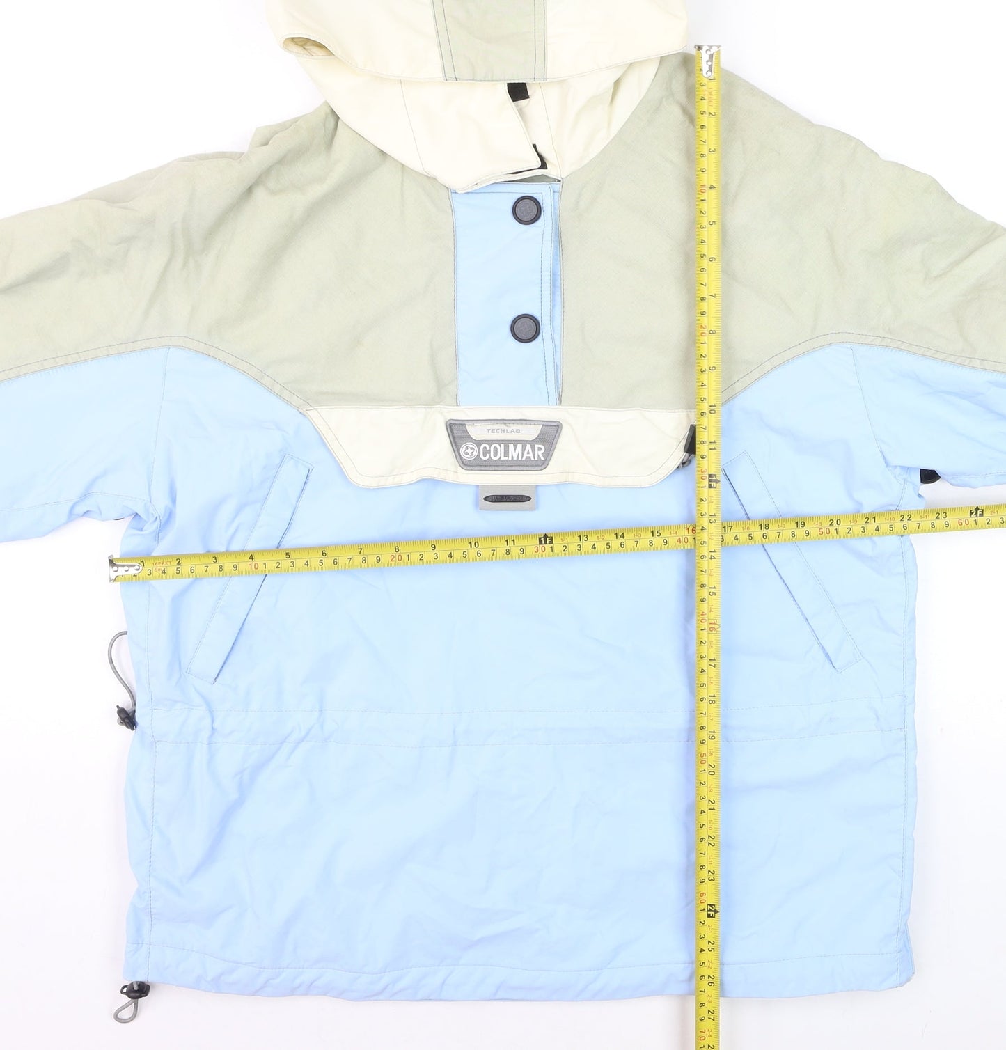 Colmar Mens Blue Green Hooded Anorak Jacket Size 38 Regular