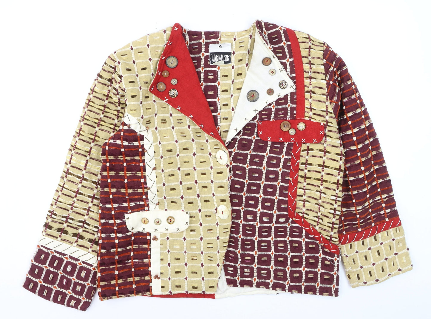 YakMagik Women's Multicoloured Patchwork Blazer Jacket M