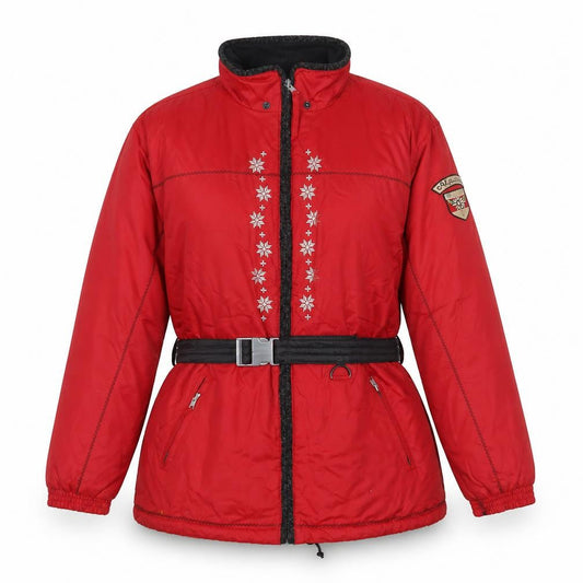 TCM Alpine Sports Red Belted Ski Jacket Women UK 10-12 Winter Puffer
