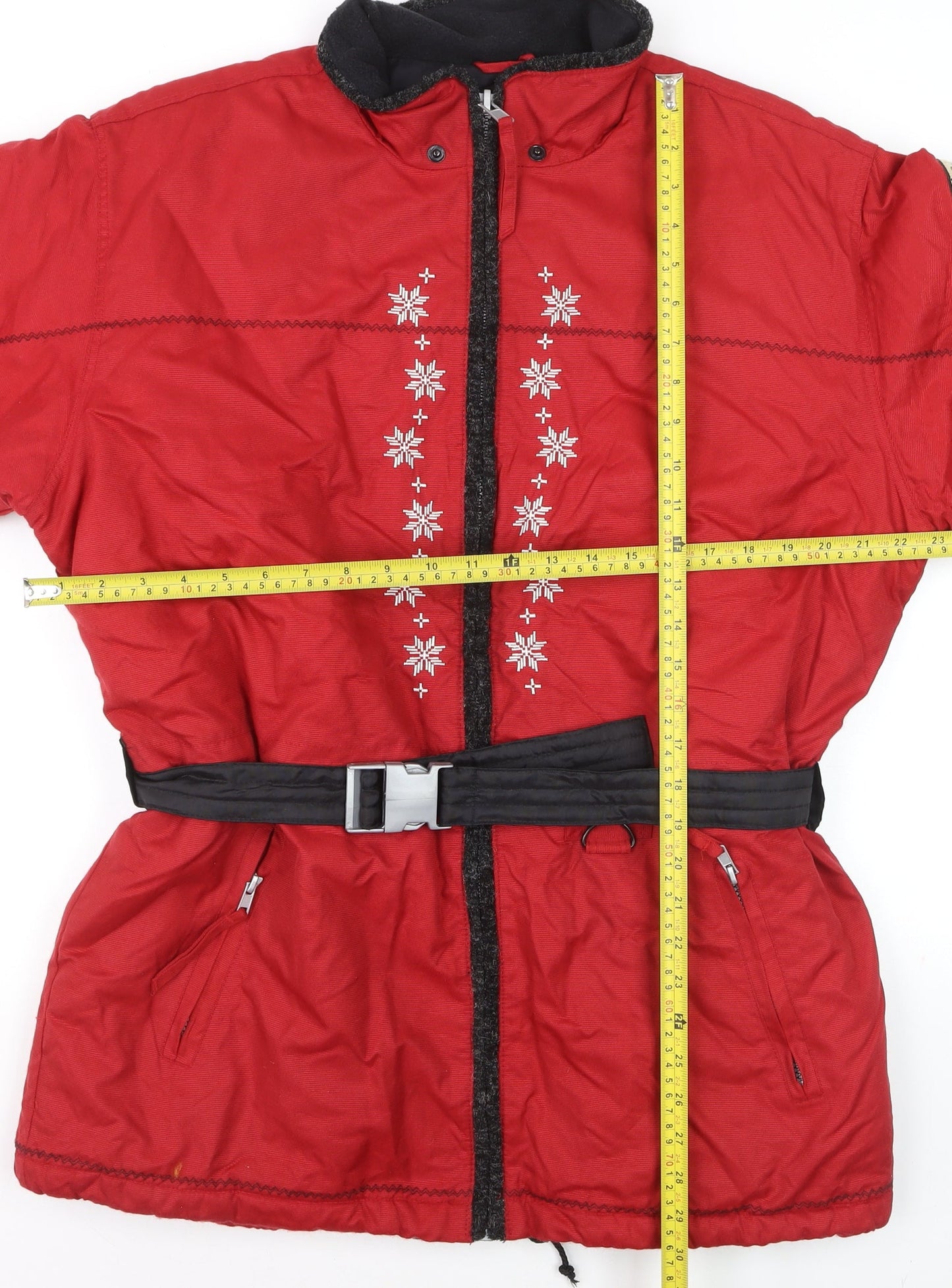 TCM Alpine Sports Red Belted Ski Jacket Women UK 10-12 Winter Puffer