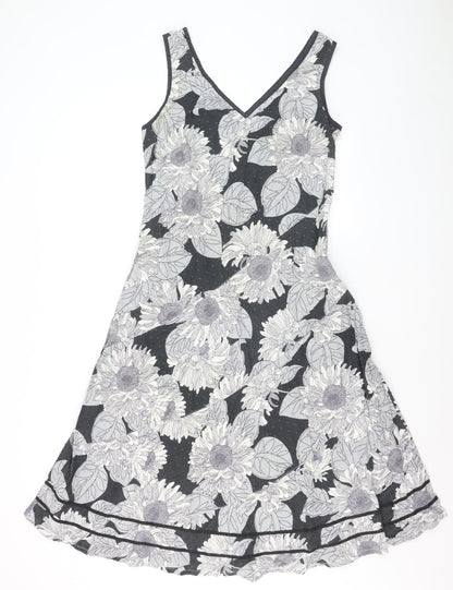 Marks and Spencer Per Una Women Black Floral A-Line Sleeveless Dress Size 14