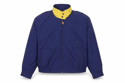 Members Only Men's Blue XL Windbreaker Jacket with Yellow Collar
