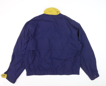 Members Only Men's Blue XL Windbreaker Jacket with Yellow Collar