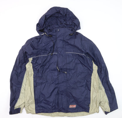 Coleman Men’s Blue XL Waterproof Hooded Rain Jacket Outdoor Coat