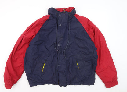 Mighty-Mac Men's Blue & Red XL Retro Hooded Puffer Jacket