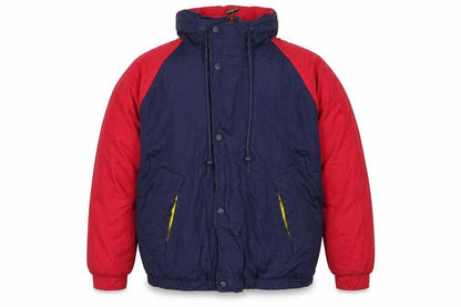 Mighty-Mac Men's Blue & Red XL Retro Hooded Puffer Jacket