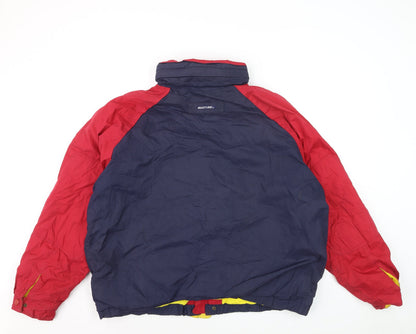 Mighty-Mac Men's Blue & Red XL Retro Hooded Puffer Jacket