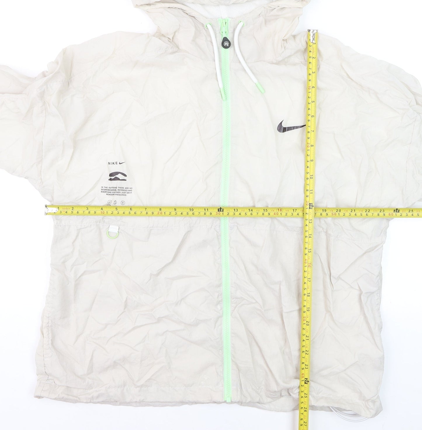 Nike Men's Beige Nylon Windbreaker Jacket XXL Hooded Lightweight Athletic