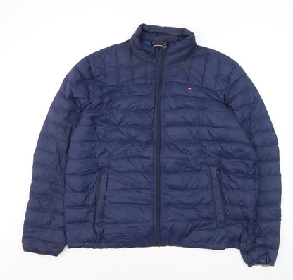 Tommy Hilfiger Men's Blue XL Puffer Jacket Nylon Down Quilted Coat