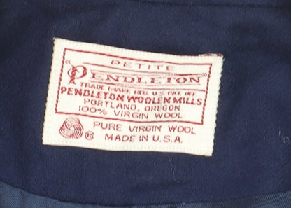 Pendleton Women Navy Wool Single-Breasted Blazer Petite M