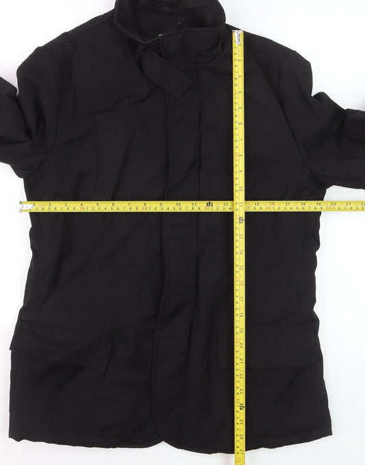 DKNY Men's Black Polyester Mid-Length Overcoat Size S