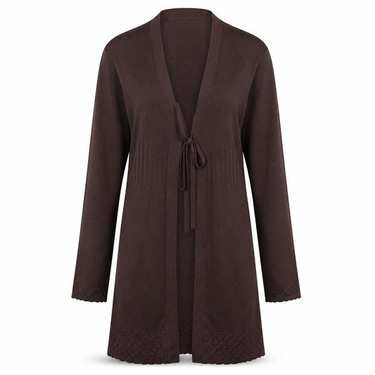 Cable & Gauge Women Brown V-Neck Long Sleeve Knit Cardigan M