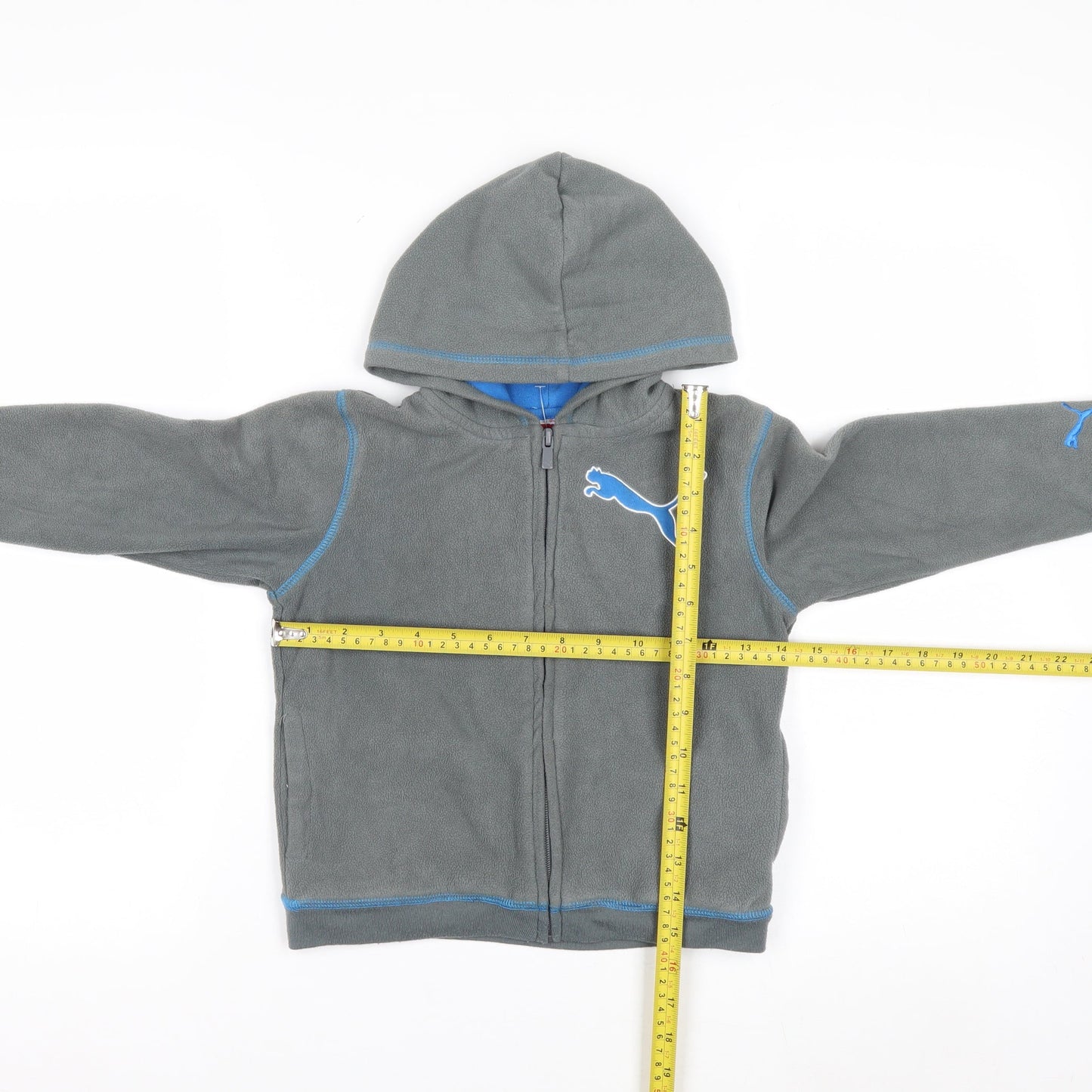 Puma Boys Grey Full Zip Fleece Hoodie - Size 4 Years - Lightweight Casual
