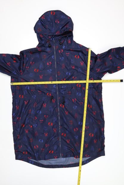 Tu Women Blue Animal Print Hooded Rain Coat Jacket XL