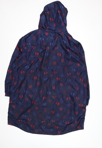 Tu Women Blue Animal Print Hooded Rain Coat Jacket XL